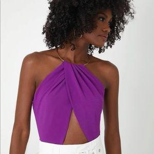 Purple Backless Tie Bodysuit (NWT)